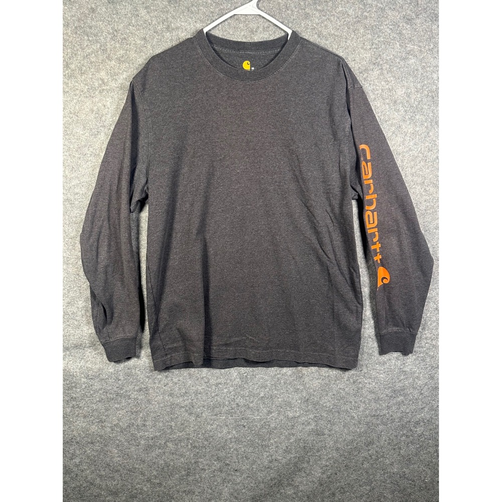 Carhartt Mens K231 CRH Long Sleeve Logo Graphic T-Shirt Charcoal Grey Size M